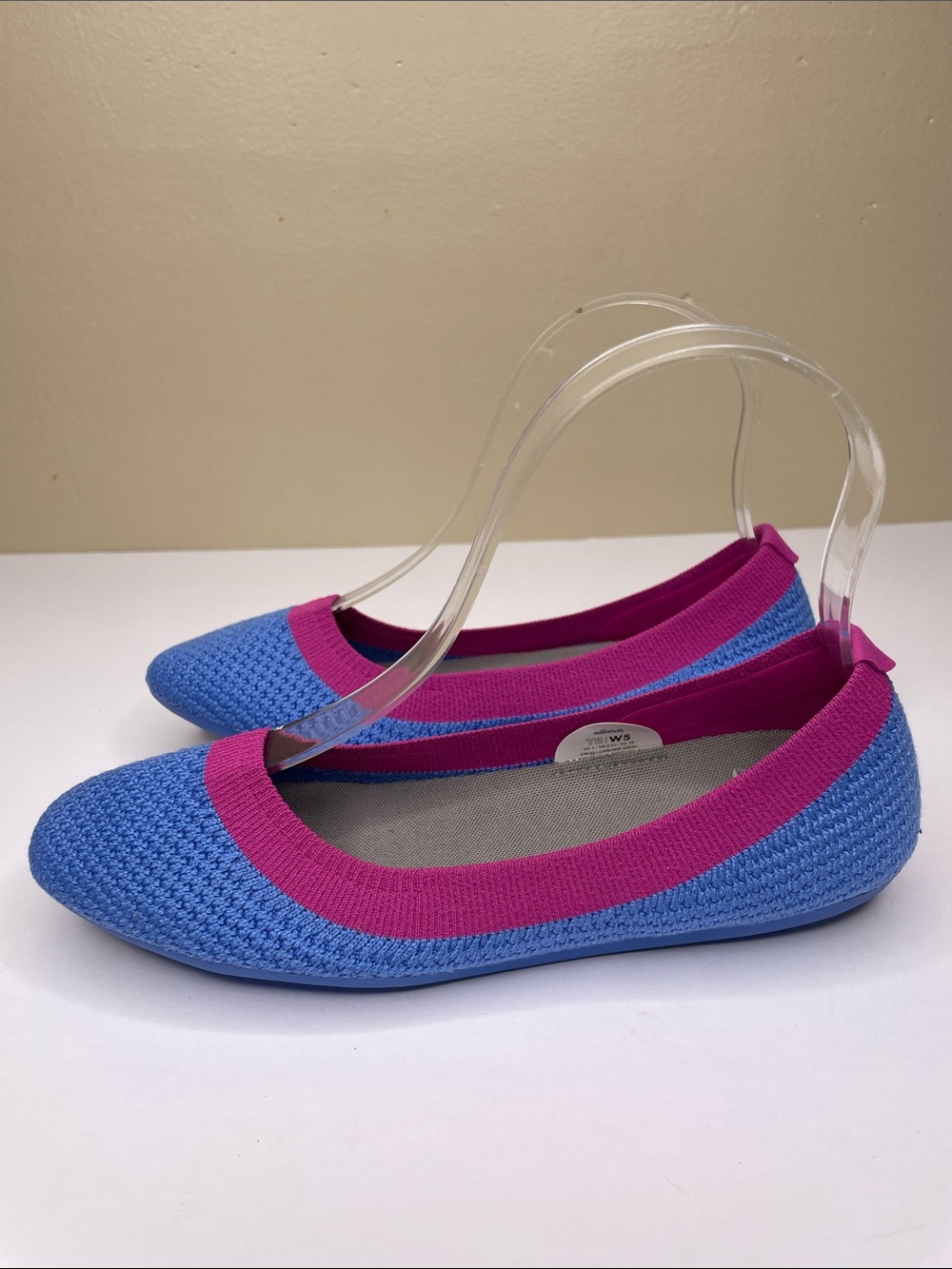 ALLBIRDS Pure Azure & Bloom Pink Colorway Breathable Knit Fabric Flexible Flats